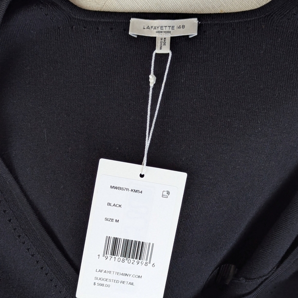 Lafayette 148 New York Tank Merino Silk Ribbed Knit Square Neck Black M NWT - Picture 14 of 14